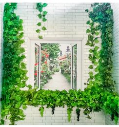 Decorative Flowers 240CM Artificial Plant Flower Vine Wedding Home Arch Decoration Fake Leaves Rattan Trailing Ivy Wall