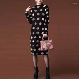 Casual Dresses Large Size Dress Half-Collar Long Polka Dot Sleeve Woman Vestido De Mujer Femme Robe