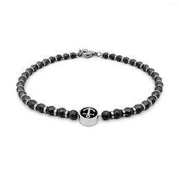 Strand Runda Men's Bracelet Black Iron Ore With Anchor Pendant Stainless Steel Adjustable Size 22cm Fashion Jewellery Charm Bead