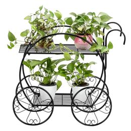 Garden Supplies Other Metal 2 Layers Plant Stand Cart Rust Proof Shelf Indoor Outdoor Potted Flower Holder Container