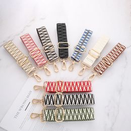 Bag Parts Accessories O Handle Strap For Women Removable DIY Shoulder Rainbow Handbag Cross Body Messenger Nylon Straps 230320