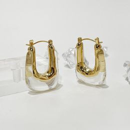Hoop Earrings & Huggie Origin Summer Minimalist Geometric Transparent Jelly Earring For Women Gold Metal Jewellery Pendientes
