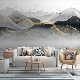 Tapeten Chinesische Moderne Licht Luxus Home Dekoration 3D Wandbild Tapete Abstrakte Tinte Landschaft Hintergrund Wand Papier Papel De Parede