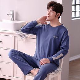 Men's Sleepwear Men's Pyjamas Set Spring Autumn Leisure Elastic Waist Men Sleepwear Cotton Men's Long Sleeve Nightwear Top Men Christmas gift 230320