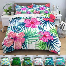 Bedding Sets 3D Print Tropical Leaves Set Floral Duvet Cover & Pillowcase Quilt EU Double King Size Kids Christmas Gifts