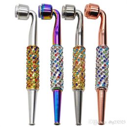 Smoking Pipes New metal pipe four-color enamel hollow with cap straight rod removable washable