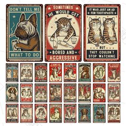 Animal Metal Sign Funny Tin Sign Raccoon Cat And Dog House Plaque Pet Shop Doorplate Bar Wall Stickers Retro Home Decoration 30X20cm W03