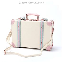 Suitcases Fashion Floral PU Travel Bag Rolling Luggage sets 13" inch Women Retro Trolley Suitcase with Universal Wheels 230317