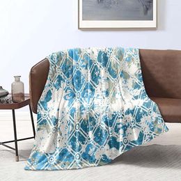 Blankets White Blue Blanket Watercolour Throw Warm Lightweight Botanical Bed Soft For Sofa