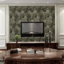 Wallpapers American Retro Non Woven Cement Grey Wallpaper Hexagon Geometry Living Room Study Television Background Wall Office