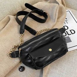 New Small PU Leather Chest Bag for Women 2021 Female Luxury Branded Chain Crossbody Bag Waist Packs Ladies Handbags and Purses 220720