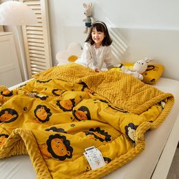 Blankets Cute Animal Blanket For Kids Soft Fluffy Winter Blankets Warm Bed Cover Thick Weighted Blanket Children's Cartoon Duvet Quilt 230320