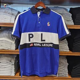 New Short Sleeve British Fashion Pure Cotton Polos Shirt Short Sleeve Loose Foreign Trade Colour Matching Wholesale