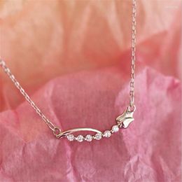 Pendant Necklaces Creative Confession Flash Crystal Rose Smile Shape Silver Plated Jewellery Temperament Flower Women H526