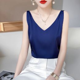 Women's Tanks Camis Summer Silk VNeck Camisole Inner Sexy And Fashionable Outer Wear HighEnd Satin Bottoming Top 230317