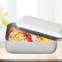 Dinnerware Sets Aluminum Lunch Box For Travel Camp Square With Lid Outdoor Cookng Artifact Bento Portable Japanese Kitchen Tool