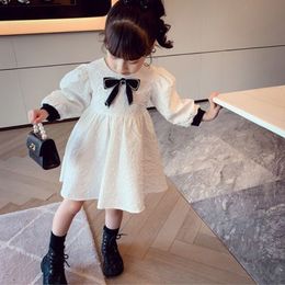 Girl's Dresses Spring Autumn Kids Dresses Princess Christmas Wedding Lace Dress Bowknot Long Sleeves Children's Party Pageant Dress 1-4Years 230320