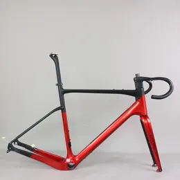 Full Hidden Cable Disc Brake Gravel Bike Frame GR044 Metallic Red Black Paint Design Full Carbon Fiber Toray T1000