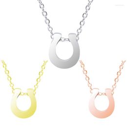 Chains Stainless Steel Lucky Horse Pendant 45cm Necklace Jewlery Not Fade Silver Gold Rose Color For Women Jewelry