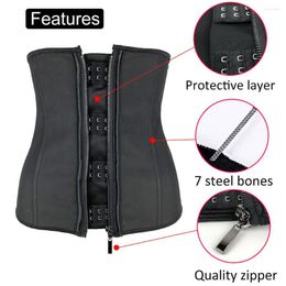 Women's Shapers 2023 Women Latex Waist Trainer Body Shaper Corsets With Zipper Cincher Top Slimming Belt Black Shapewear Plus Size