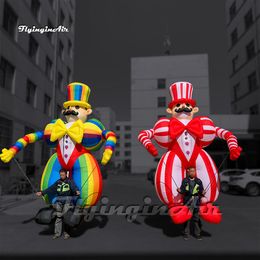 Funny Walking Inflatable Clown Puppet Multi-style Parade Costume Moveable Blow Up Cartoon Clown Doll For Carnival Stage Show