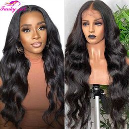 Synthetic Wigs Body Wave Human Hair Wig t Part Lace Frontal Wigs for Black Women Transparent Closure Brazilian Remy Preplucked 230227