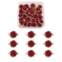 Charms 1Box 3D Rose Flower Rack Plating Alloy Pendants Links Connectors for Valentine's Day Bracelet Necklace Jewellery Making 230320