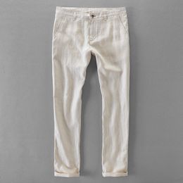 Men's Pants 100% Quality Pure Linen Casual Pants Men Brand Long Trousers Men Business Fashion Pants For Men Pantalones Pantaloni Un Pantalon 230320