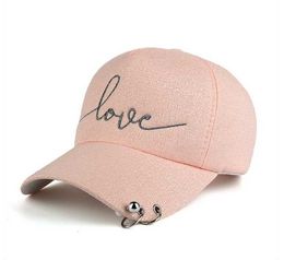 Visors YLWHJ 2023 Arrival High Quality Snapback Cap Iron Hoop Bead On Visor Love Embroidery Hat For Women Baseball