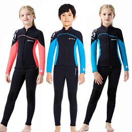 Wetsuits Drysuits Kids Neoprene Swimsuit Girls Surfing Diving Suit Children Underwater Wetsuit Boys Freediving Swimwear Bathing Suit Two Pieces 230320