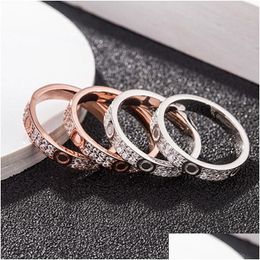 Band Rings Love Ring Womens Couple Diamond Screw Stainless Steel Zircon Jewellery Gifts For Woman Accessories Wholesale Drop Delivery Dhvgk