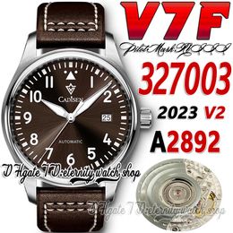 V7F V2 v7327003 A2892 Automatic Mechanical Mens Watch Dark Brown Dial Number Markers Stainless Steel Case Brown Leather Strap Super Edition eternity Sport Watches