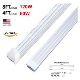 Led Tubes Linkable Shop Light 4Ft 8Ft 120W Double Side 4 Rows Tube Lights Vshaped Integrated Bb Fixtures Warehouse Gargae Lamp Drop Dha9G