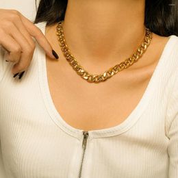 Chains 12mm Width 18K Gold Plated Stainless Steel Cuban Chain Necklace For Women Men Punk Style Chunky Miami Jewellery