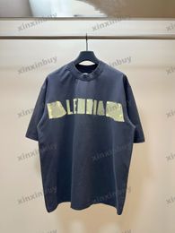 xinxinbuy Men designer Tee t shirt 23ss Paris Tape destroyed short sleeve cotton women Black White khaki oversize XS-XL