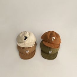 Baby hat spring and autumn soft eaves Korean version of p letter embroidery foreign style peaked cap infant baby ins trendy baseball cap