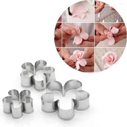 Baking Moulds 3Pcs/Set Stainless Steel Rose Flower Petal Fondant Mould Sugar Craft Cake Cookies Embosser Cutter