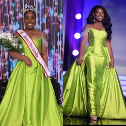 Custom Lime Green Prom Dress 2k23 with Cape AB Stones Off Shoulder Lady Preteen Girl Pageant Gown Formal Party Wedding Guest Red Capet Runway Black-Tie Gala Hoco