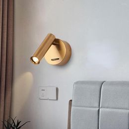 Wall Lamp Brass Indoor LED Sconce With Switch Decorat Bedroom El Guest Room Bed Headboard Book Read Light