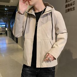 Men's Jackets High-end Fashion Men Jacket Springautumn Thin Business Casual Trend Pure Colour Hooded European American Simple Work Coat