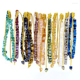 Strand Hand Made Glass Beads Crystal Bracelet Charm Friendship Bohemia Adjustable For Women Men Wristband Jewellery