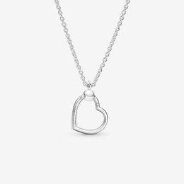 Real Sterling Silver Love Heart Charm Necklace for Pandora Fashion Wedding Party Jewellery For Women Girlfriend Gift Link Pendant Necklaces with Original Box 50CM