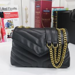 Fashion Luxury Handbag Shoulder Bag Women Girl Designer Seam Leather Lady Metal Chain Black Clamshell Messenger Chain Bags