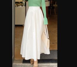 Female French retro spring autumn umbrella high waist slim A-line MIDI long skirt XSSMLXL