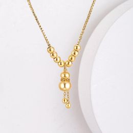 Pendant Necklaces China Fu Gourd Stainless Steel Necklace For Women Gold Plated Beads Chain Retro Jewelry Gift Accessories 2023