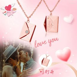 Pendant Necklaces Love Letter Envelope Necklace Stainless Steel Jewelry Confession You For Valentine Day Christmas Gift