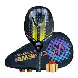 Tennis Rackets 3K Beach Tennis Racket Camewin Full Carbon Fibre Line Rude Surface For Adult Professional Train High Quality Send Gift 230320