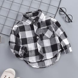 Kids Shirts F Toddler Baby Shirt Thin Clothes Spring Clothing Infant Boy Plaid Cotton Tops 1 2 3 4 Years Kids Long Sleeves Shirt 230321