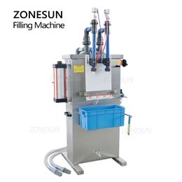 ZONESUN Pneumatic Filling Machine Semi-automatic Double Heads Corrosive Liquid Filler Bottle Filler for Toilet Cleaner Disinfectant