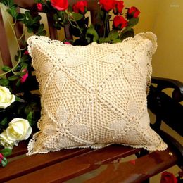 Pillow Cotton HandMade Crochet Cover 40 X40 Cm Vintage Floral Hand Knitting Pastoral